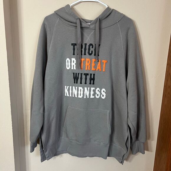 LULAROE Halloween Hoodie Women’s XL Trick or Treat with Kindness Puffy Letters - Picture 2 of 12